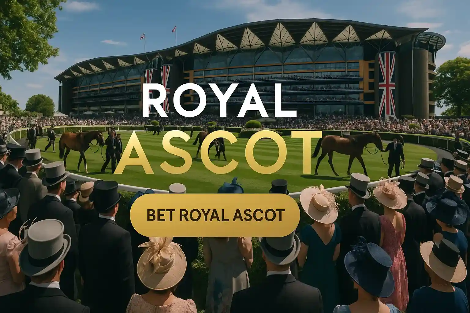 Royal Ascot Gold Cup day paddock scene with racegoers and thoroughbreds